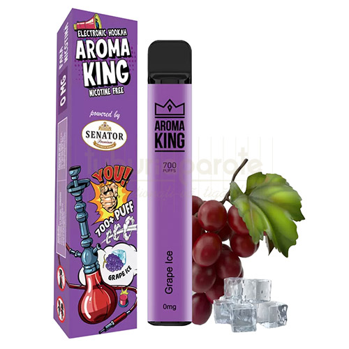 Tigara electronica unica folosinta ieftina fara nicotina cu aroma de struguri 700+ pufuri marca AK by Senator Grape Ice